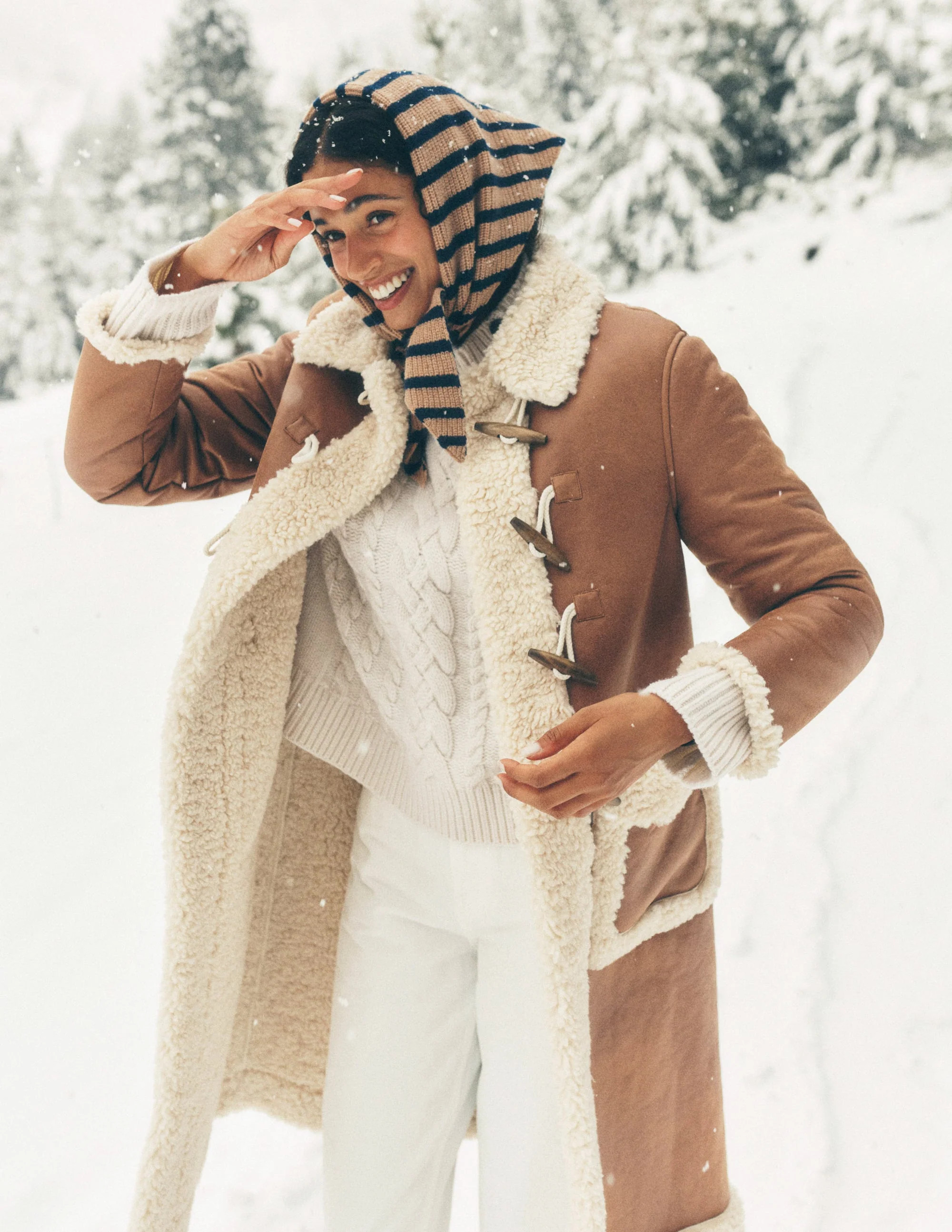 Shearling Duffle Coat-Camel, Natural Borg | Boden UK