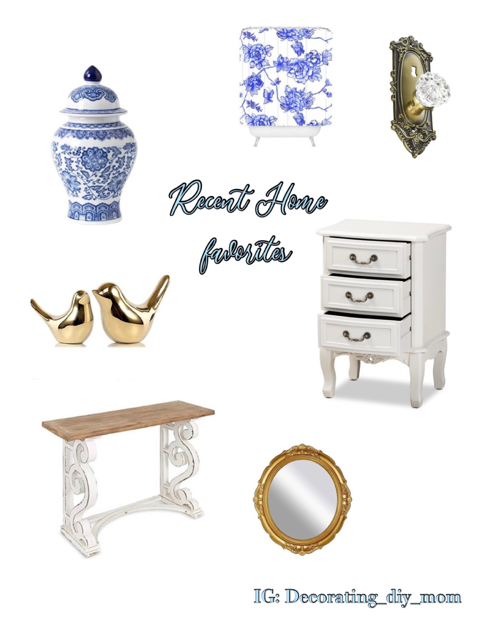 Home favorites blue & white French country furniture & home decor , gold decor , gold door knobs, gold mirrors, vintage, French country home deals 

#LTKstyletip #LTKsalealert #LTKhome