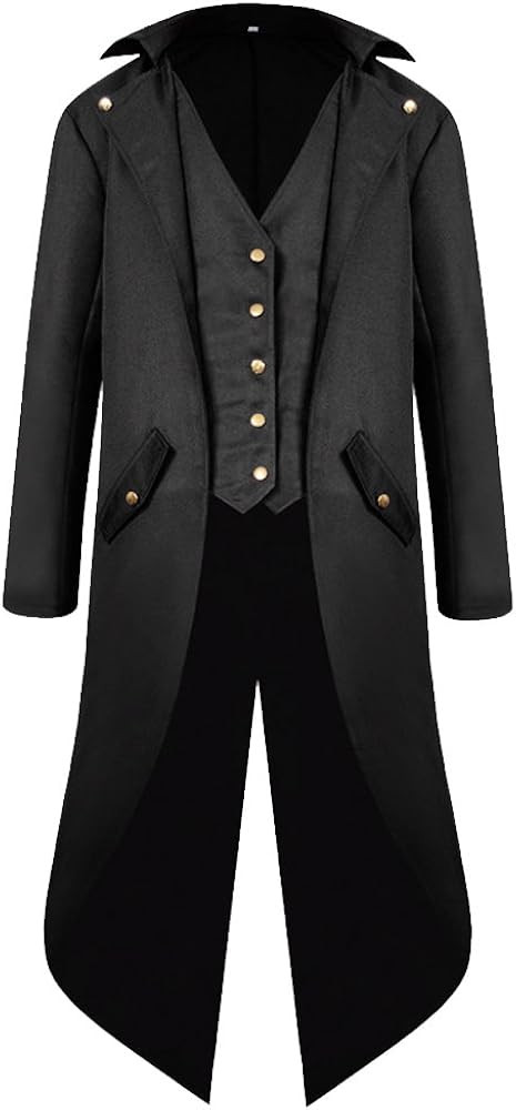 H&ZY Men's Steampunk Vintage Tailcoat Jacket Gothic Victorian Frock Coat Uniform Halloween Costum... | Amazon (US)
