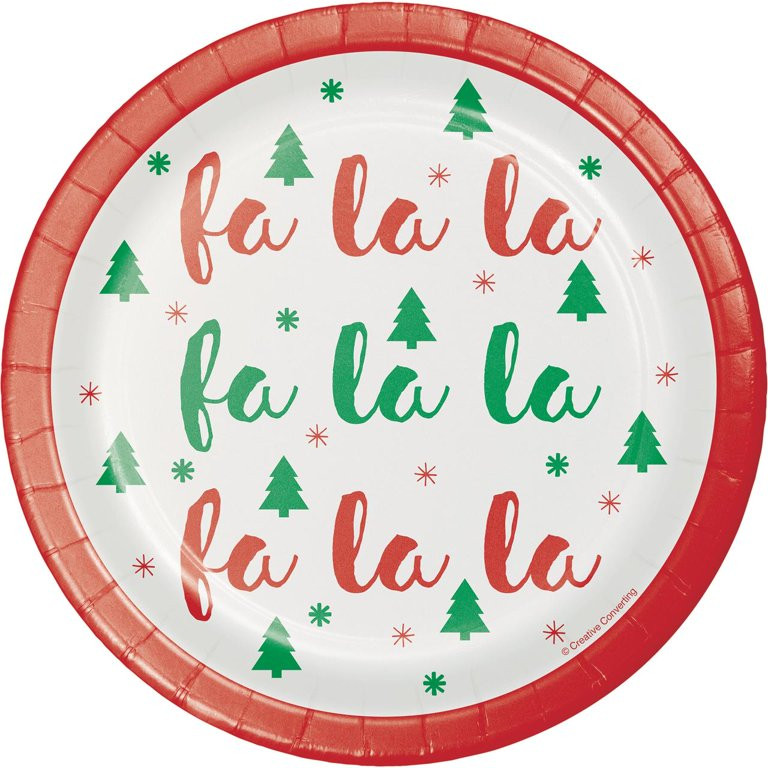 Red and Green Christmas Tree Disposable Round Paper Plates 7" 24 Count, by Holiday Time - Walmart... | Walmart (US)