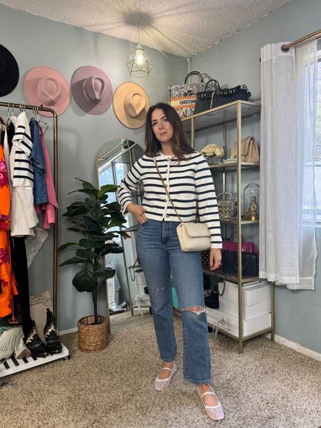 Love this chic and easy outfit combo with this striped cardigan sweater! 

Jeans, resort wear, vacation outfit, work outfit, spring outfit, quiet luxury, old money style 