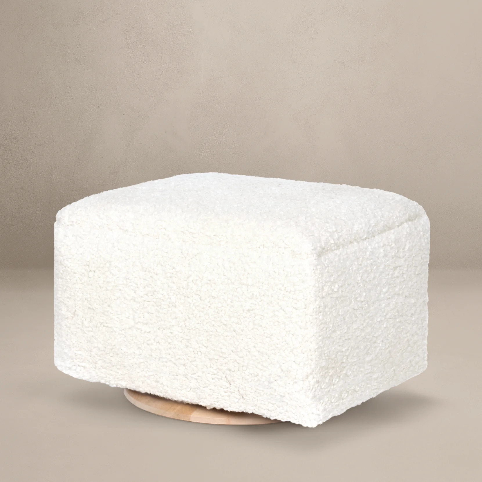 Small Stationary Rectangle Ottoman with Wood Base | Oilo Studio