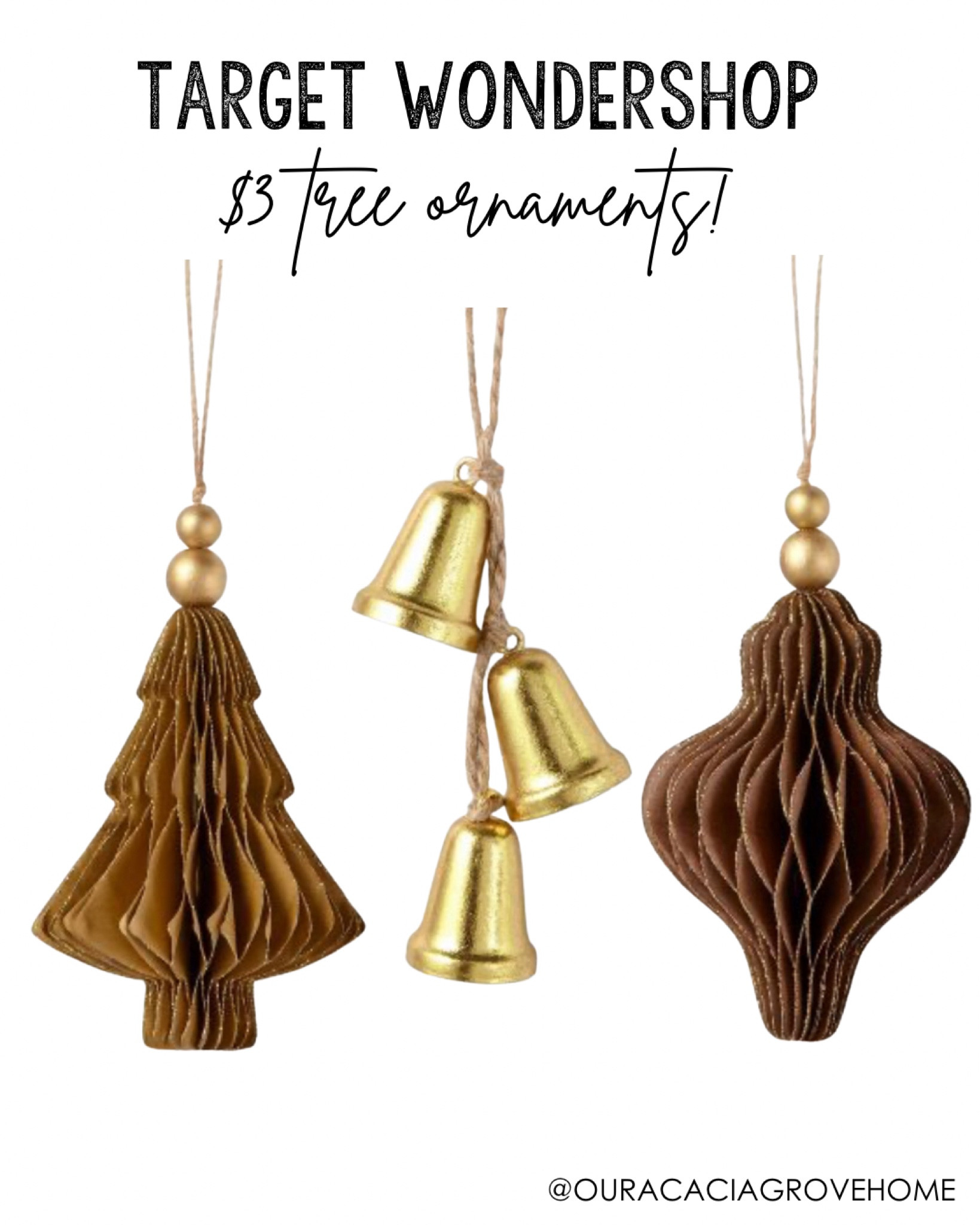 These Target Wondershop ornaments are only $3 each! I love the honeycomb paper ornaments! These would all be perfect for the tree or even as gift toppers!

#LTKstyletip #LTKSeasonal #LTKHoliday