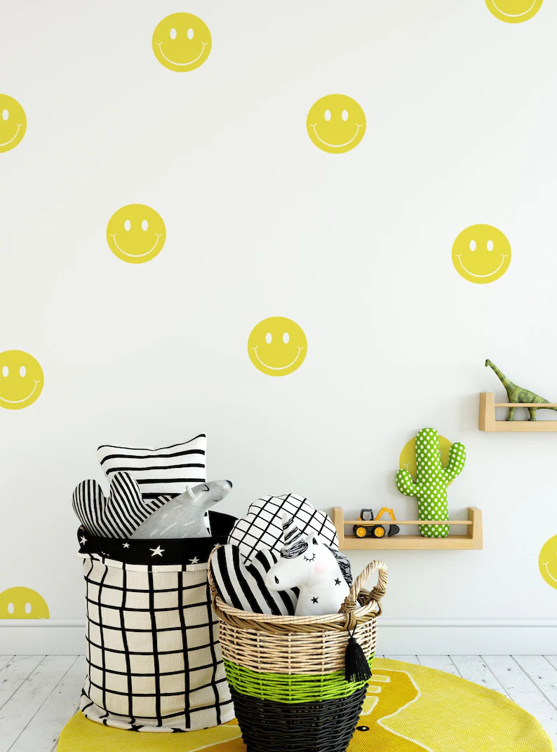 Smiley Face Wall Decal Smile Vinyl Wall Sticker Kids Happy - Etsy | Etsy (US)