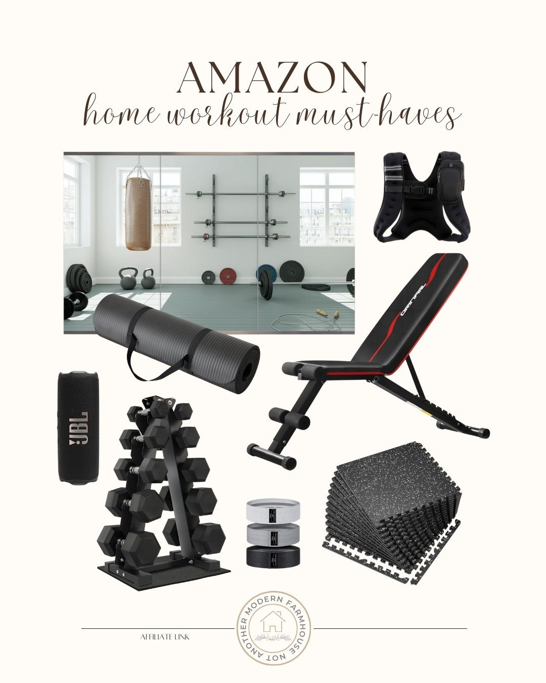 Amazon home workout must-haves! From adjustable weight benches to resistance bands, elevate your fitness game with these essentials. Strength training, muscle toning, yoga mat, speaker, dumbbells, weighted vest, New Year goals, workout mirror, home gym, Amazon home. 

 #LTKActive #LTKHome #LTKFindsUnder100