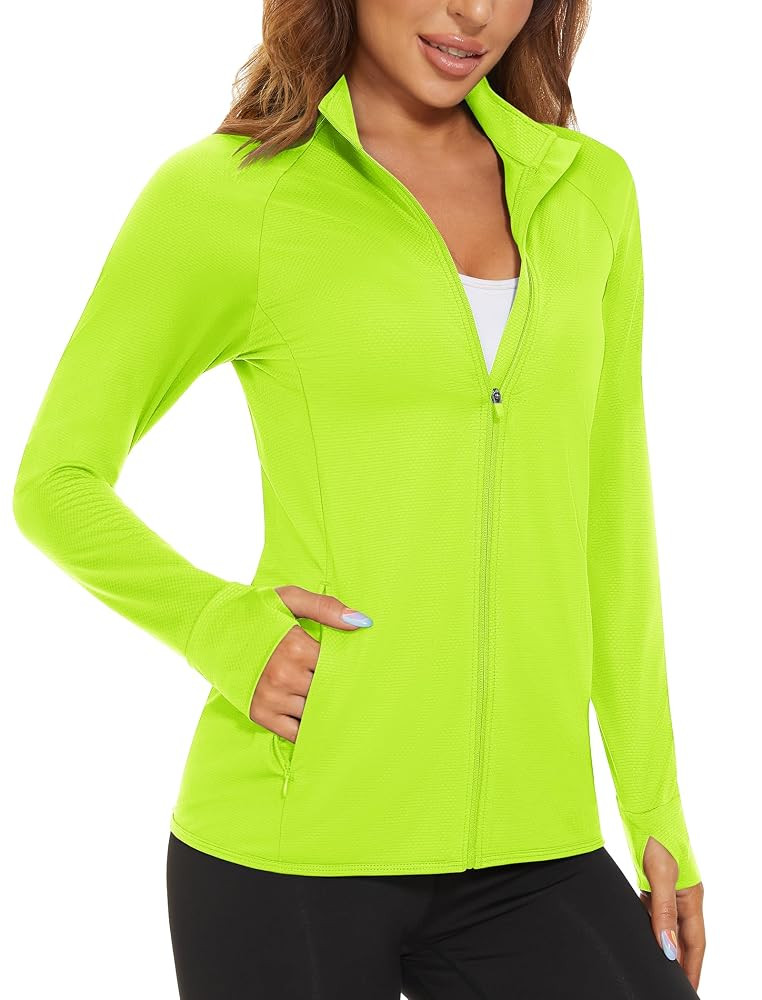 MAGCOMSEN Women's UPF 50+ Lightweight Athletic Jacket Sun Protection Full Zip Long Sleeve Shirts ... | Amazon (US)