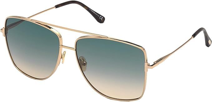 Tom Ford REGGIE FT 0838 Shiny Rose Gold/Blue Shaded 61/14/140 women Sunglasses | Amazon (US)