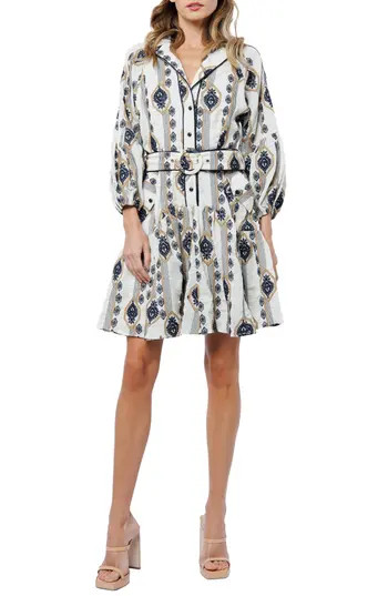 CIEBON Jasper Embroidered Long Sleeve Belted Shirtdress in White Multi at Nordstrom Rack, Size Medium | Nordstrom Rack