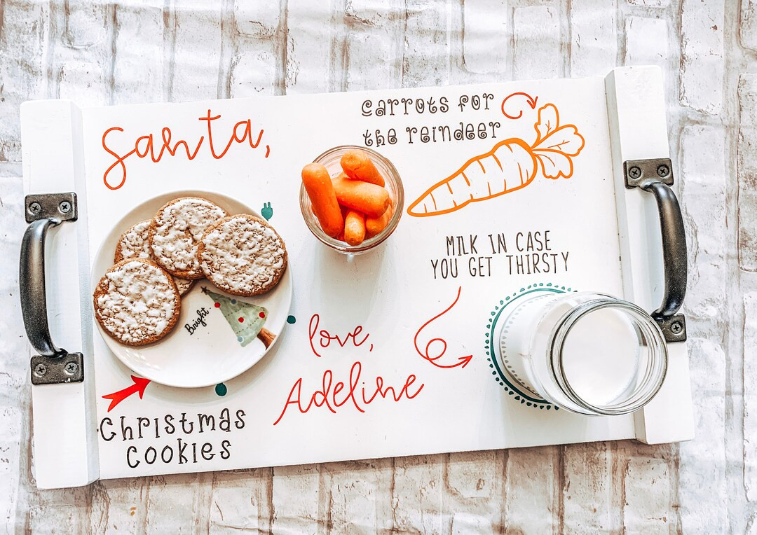 Santa Milk and cookies tray - tray for Christmas cookies - Santa tray - custom Christmas cookie tray | Etsy (US)