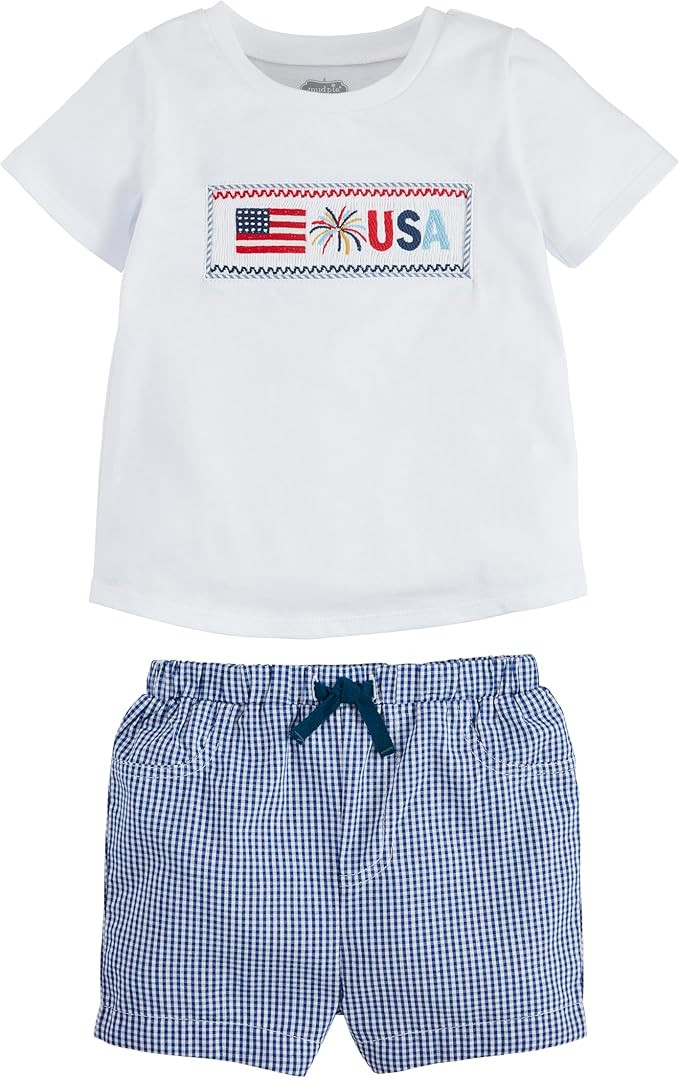 Mud Pie Children's Flag Smocked Tee Short Set; 24M-3T | Amazon (US)