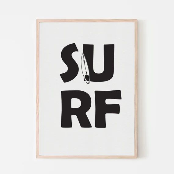 S-U-R-F Art Print | Surf Theme Nursery Room, Kids Bedroom or Playroom Wall Decor | Etsy (US)