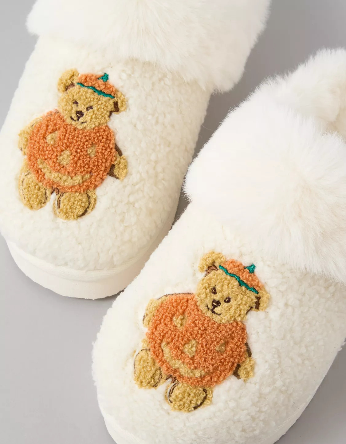 AE Pumpkin Teddy Bear Scuff Slipper | American Eagle Outfitters (US & CA)