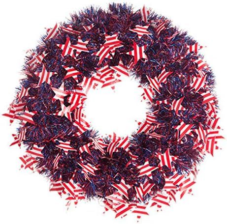 Darice Patriotic Wreath American Flags Tinsel 20" | Amazon (US)