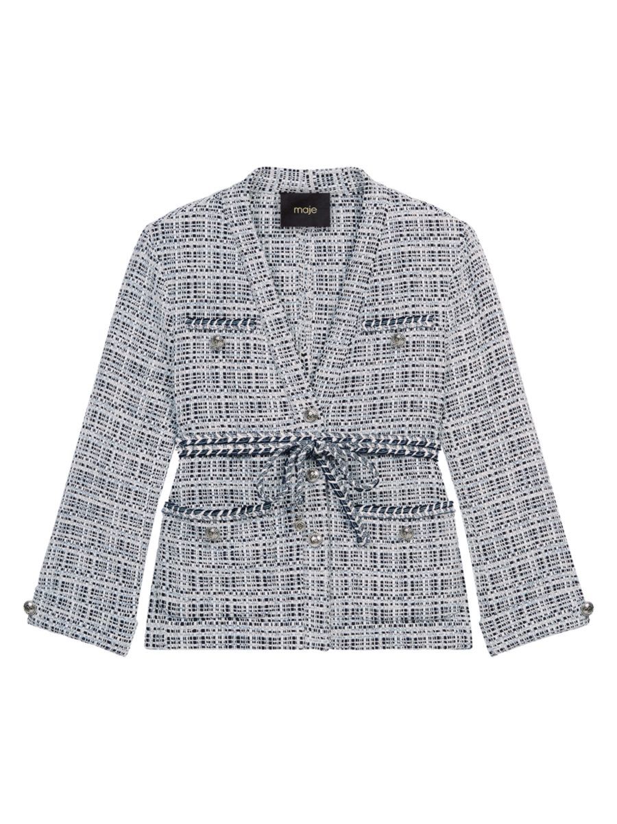 Maje Vetrole Belted Tweed Jacket | Saks Fifth Avenue