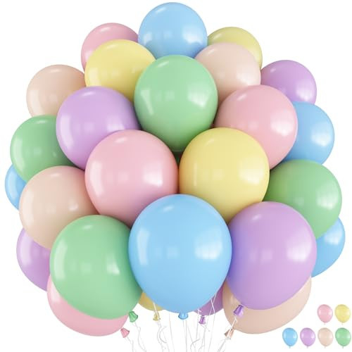 Jobkoo 60 PCS Pastel Balloons, 12 Inch Macaron Latex Balloon Pastel Multicolor Party Balloons Assorted Color Rainbow Helium Balloon for Girl Birthday Wedding Anniversary Baby Shower Party Decorations | Amazon (US)