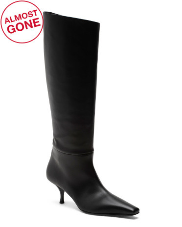 Made In Italy Leather Rami Tubo Kitten Heel Boots | TJ Maxx