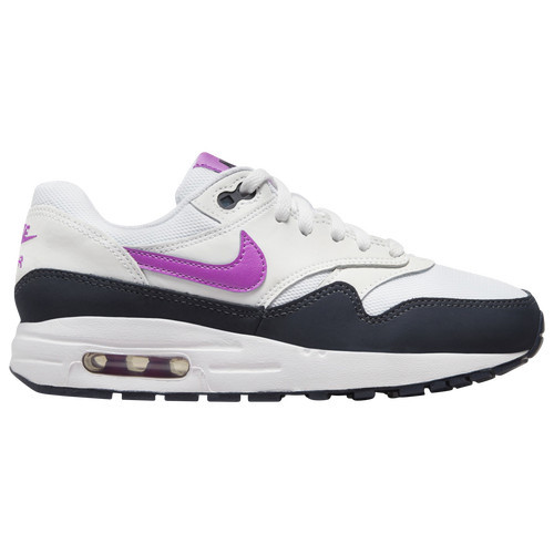 Girls Nike Nike Air Max 1 BG - Girls' Grade School Shoe White/Fuchsia Size 04.5 | Kids Foot Locker (US)