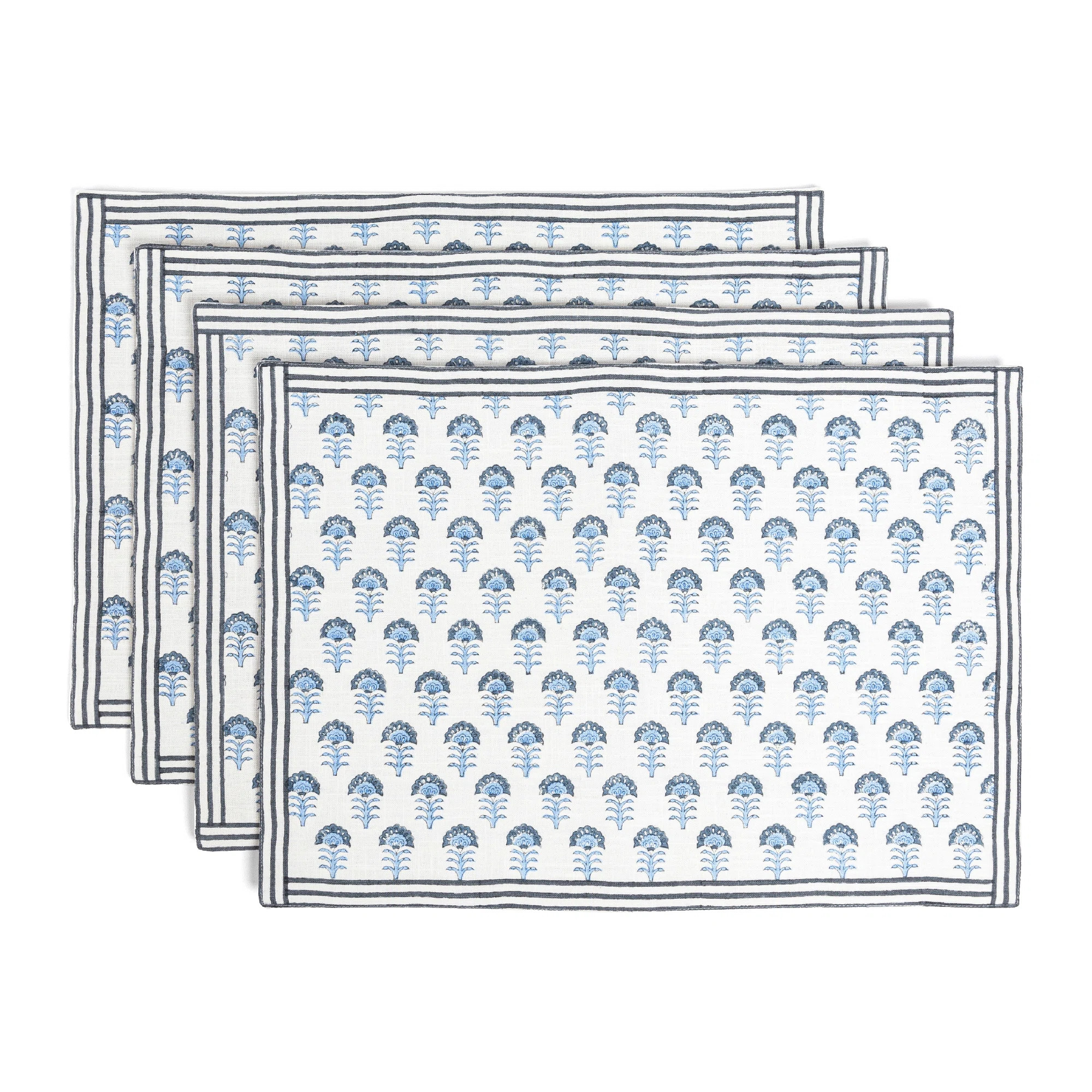 over&back Set of 4 Hand-Blocked Placemats - 100% Cotton - Machine Washable - Kitchen and Home Dé... | Wayfair North America
