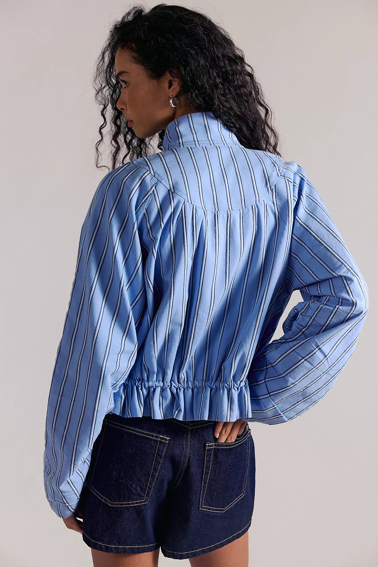 Devon Striped Balloon Funnel-Neck Jacket | Free People (Global - UK&FR Excluded)