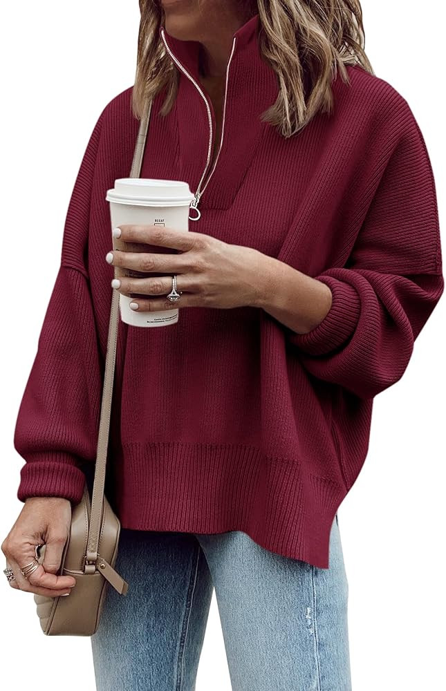 Imily Bela Womens Tunic Sweater Fall Long Sleeve 1/4 Zip Pullover Sweaters Oversized Slouchy Ribb... | Amazon (US)