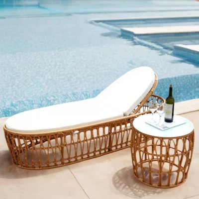 Outdoor Recliner Swimming Pool Beach Chair Outdoor Chaise Lounge Set with Table | Wayfair North America