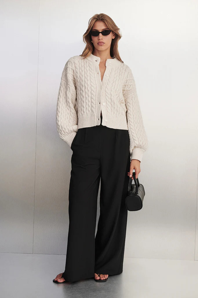 CARMEN IVORY CABLE KNIT CARDIGAN | DISSH