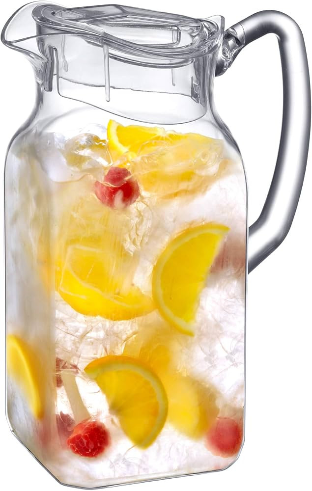 Amazing Abby - Quadly - Acrylic Pitcher (64 oz), Clear Plastic Water Pitcher with Lid, Fridge Jug... | Amazon (US)