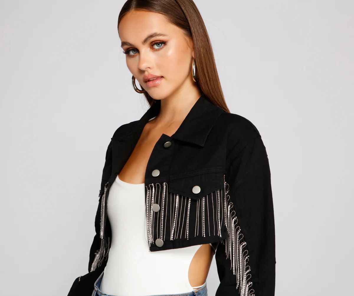Trendy Glam Cropped Denim Jacket | Windsor Stores