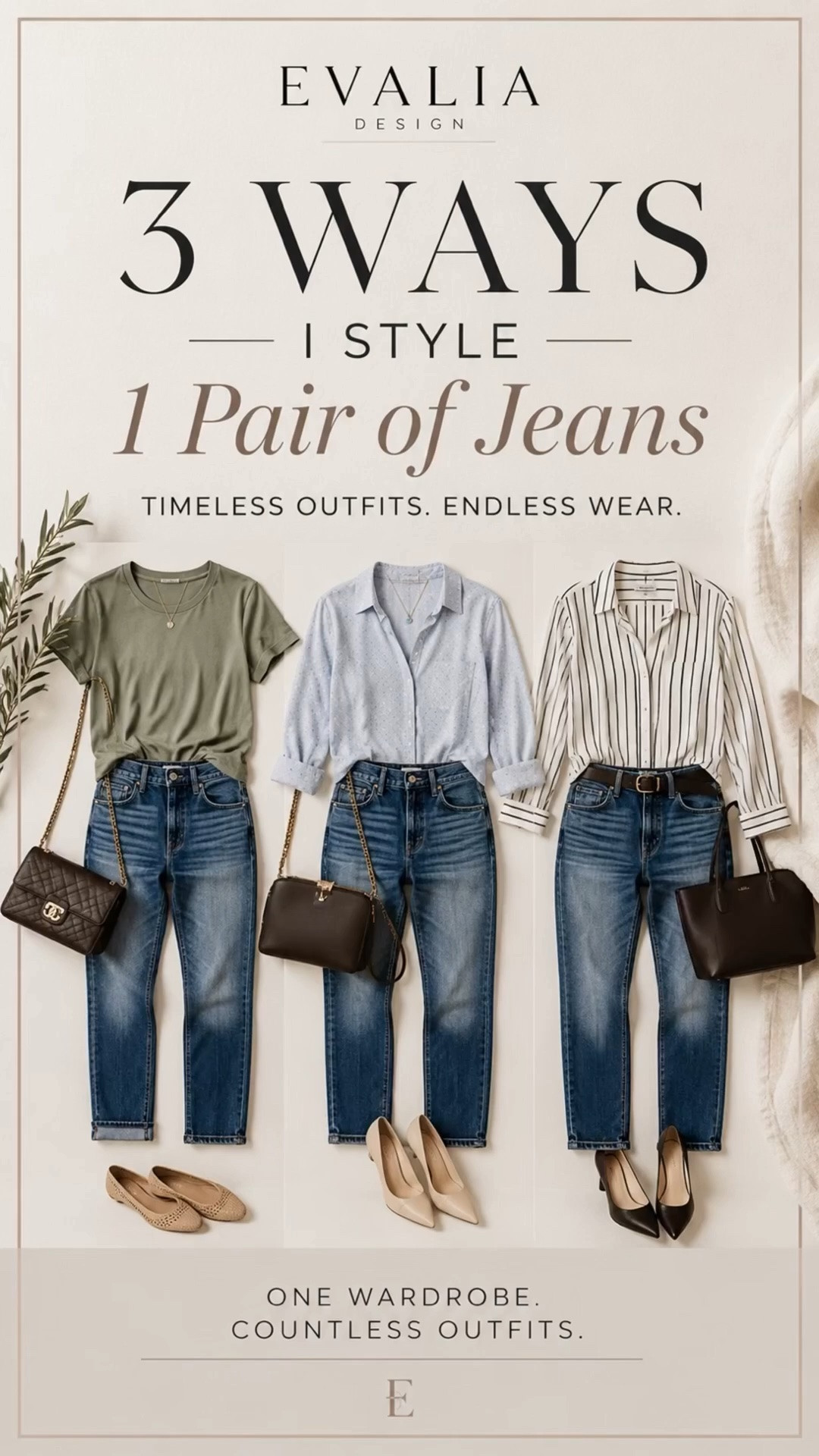 If you’re building a Signature Wardrobe, start with one pair of jeans you love.

Instead of buying more clothes, I’m focused on creating more outfits with the pieces I already own. These three looks all use the same pair of jeans with different tops, shoes, and accessories, making getting dressed so much easier.

Linking everything I’m wearing (or the closest match) below.

#LTKootd #LTKPetite #LTKOver40