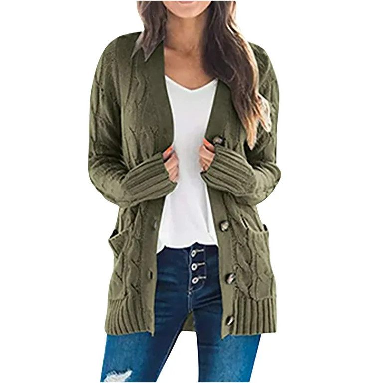Fesfesfes Clearance Women's Knit Cardigans Loose Long Sleeve Fall Coat Slouchy Oversized Wrap Chu... | Walmart (US)