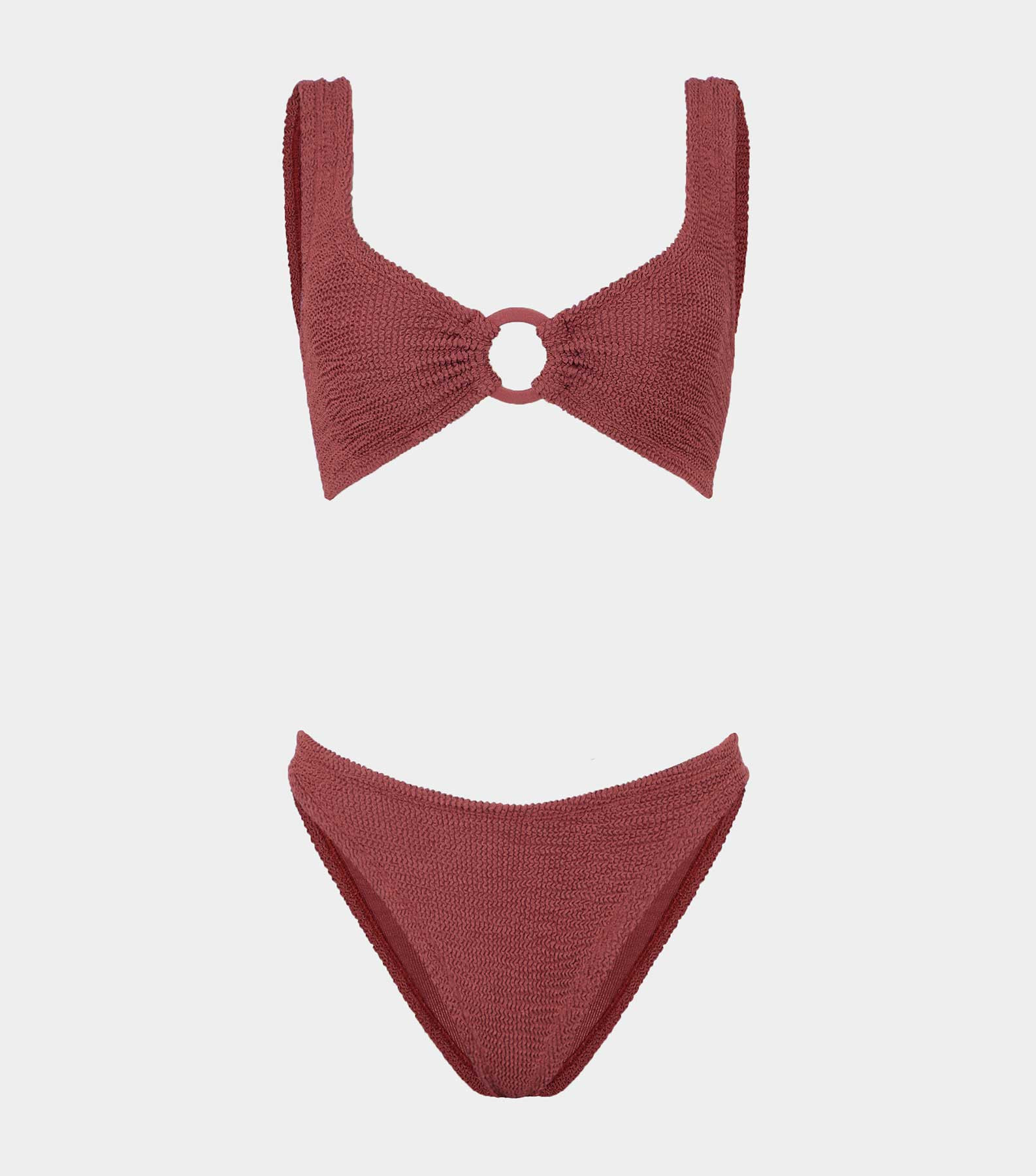 Julia Bikini With Tonal Hoops - Metallic Rosewood | HUNZA G