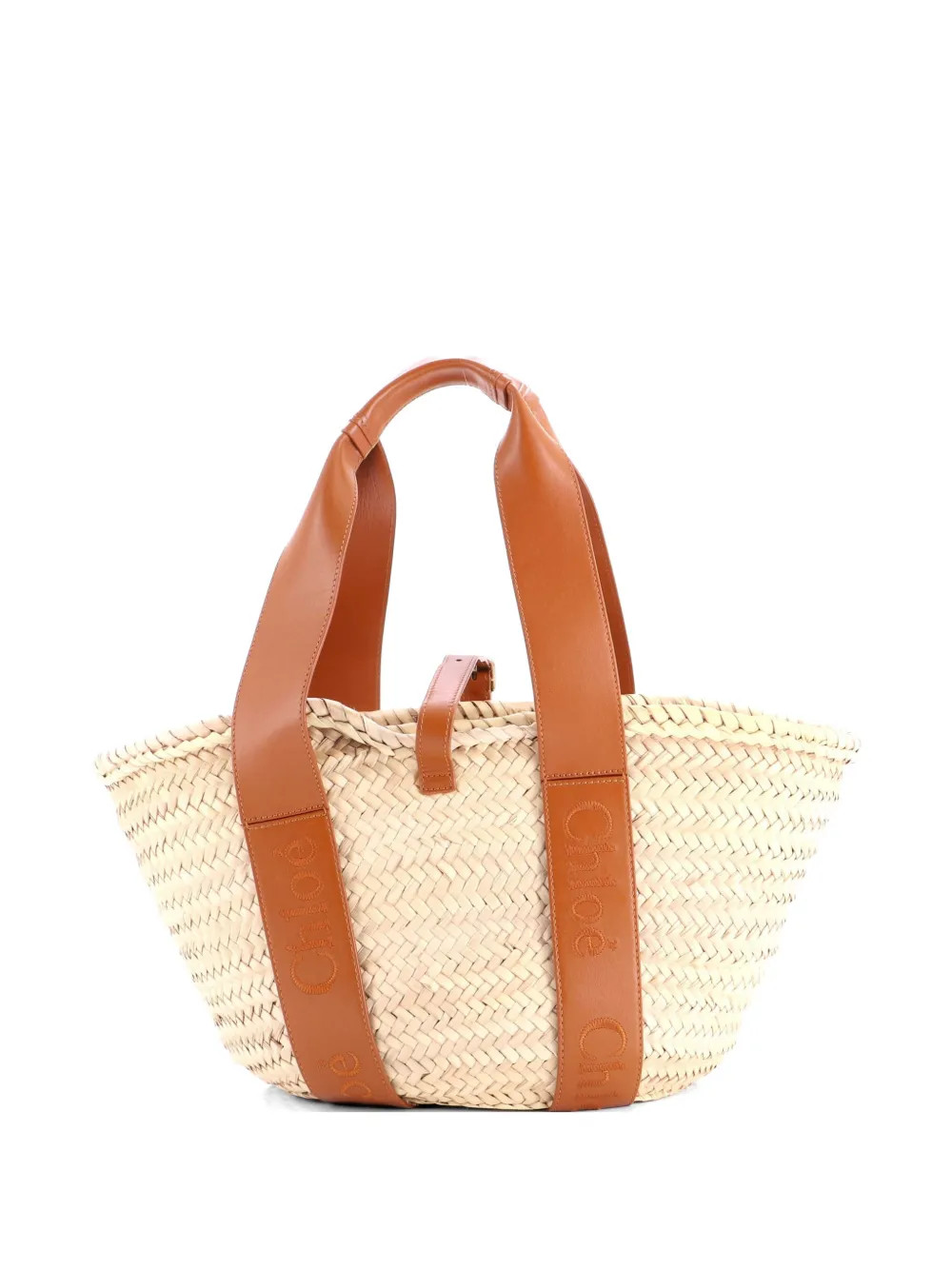 Chloé Pre-Owned Sense Basket Tote Raffia With Leather Medium Shoulder Bag | Brown | FARFETCH CA | Farfetch Global