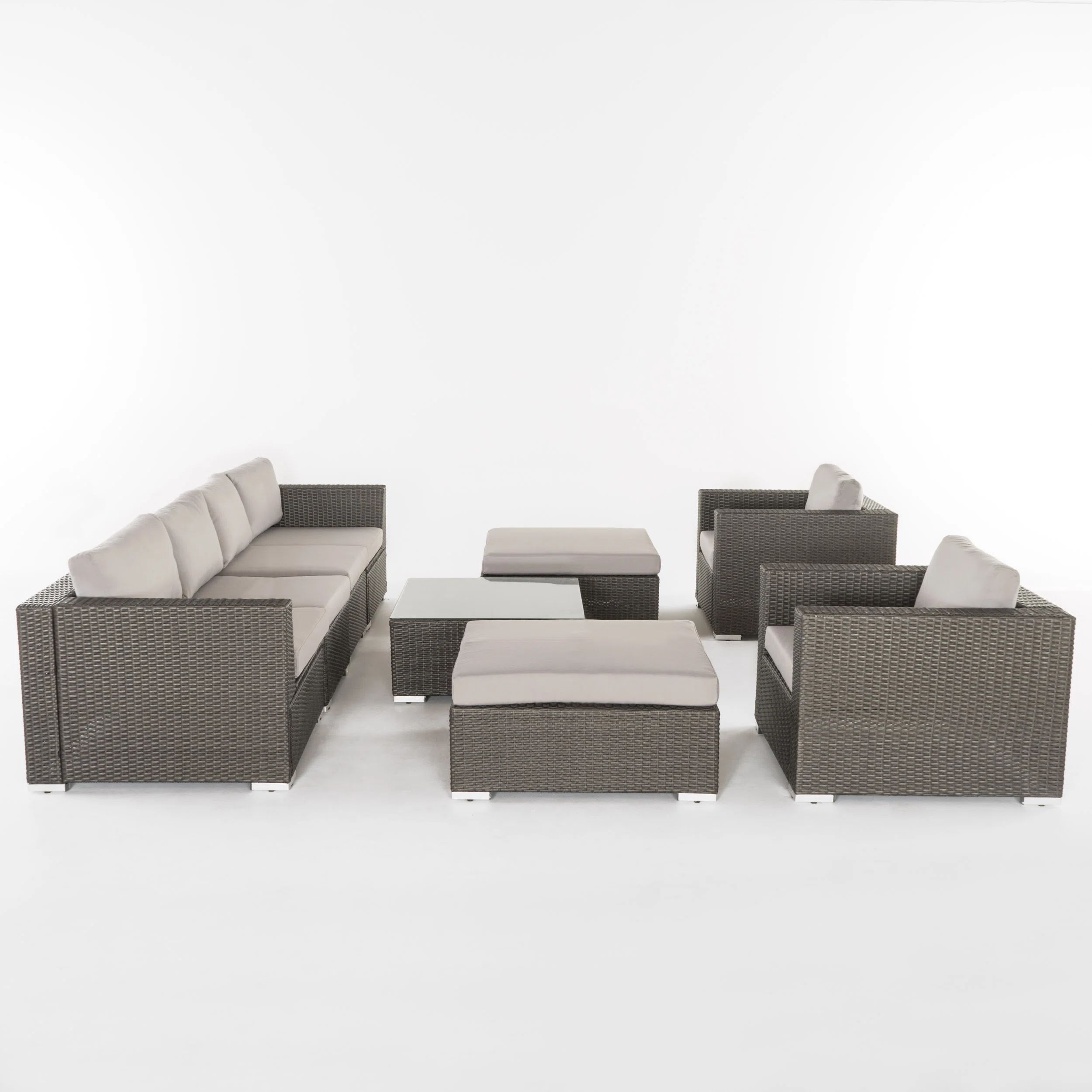 Rattan Wicker 8 - Person Seating Group with Cushions | Wayfair North America