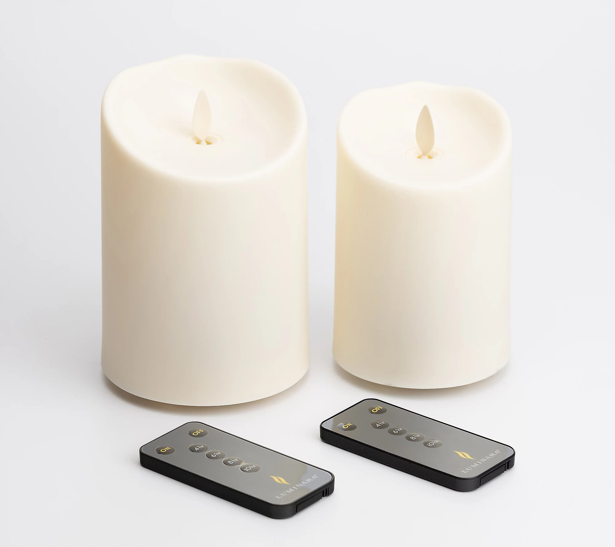 Luminara Set of (2) 4"" & 5"" Outdoor Candles wit h (2) Remotes | QVC