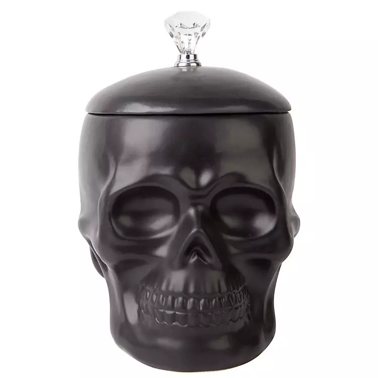 New! Matte Black Skull Crystal Canister | Kirkland's Home
