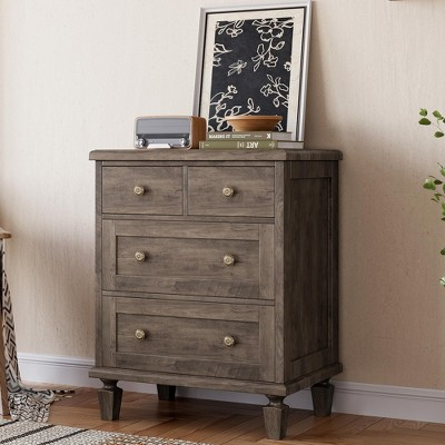 4-Drawer Dresser for Bedroom, Vintage Wooden Chest of Drawers with Carved Handles & Tapered Legs, Large Capacity Storage Organizer | Target