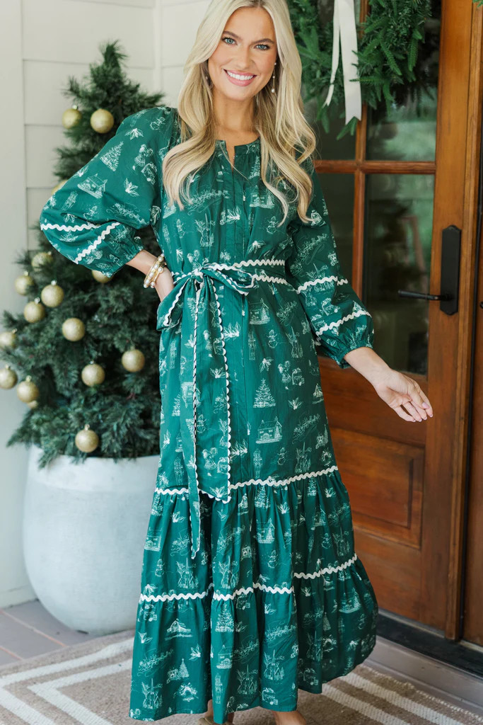 All Good Things Emerald Toile Midi Dress | The Mint Julep Boutique