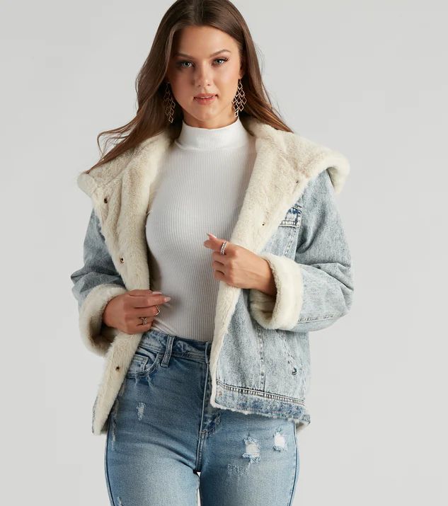All The Feels Faux Fur Lined Denim Jacket | Windsor Stores
