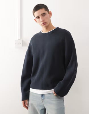 Weekday boxy oversized jumper in navy | ASOS | ASOS (Global)