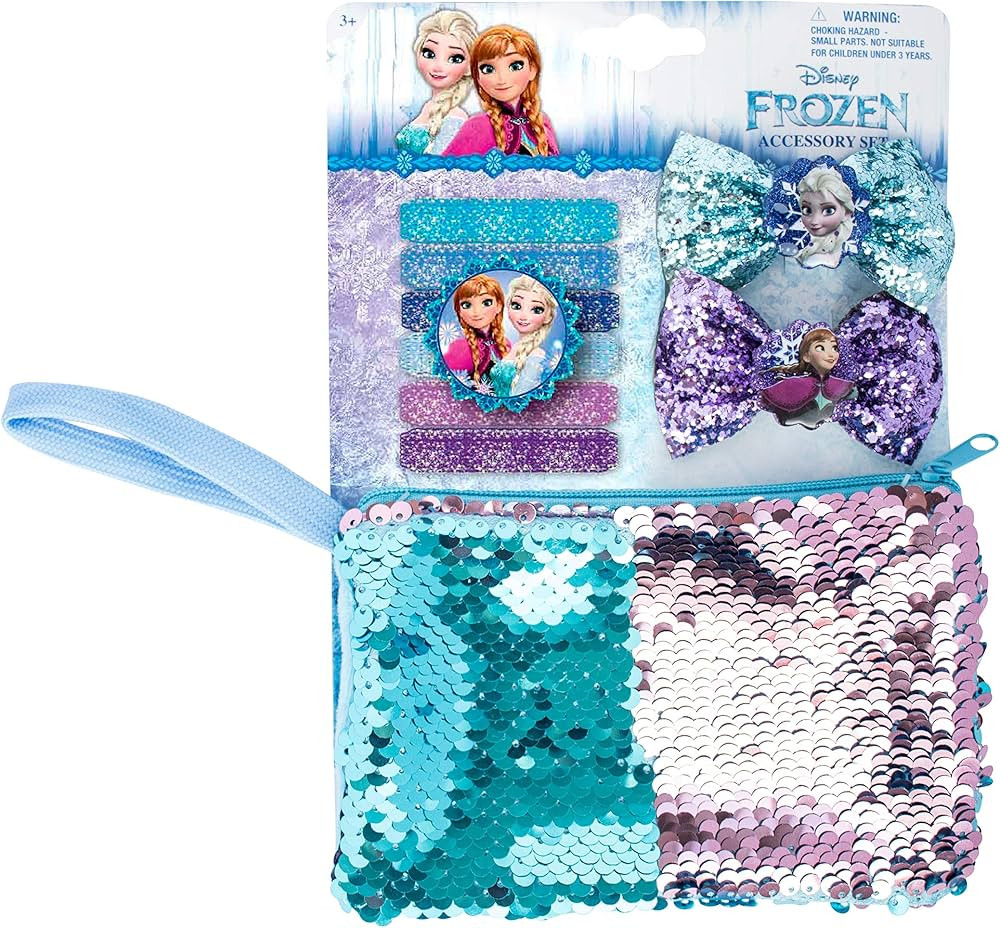 Joy Toy Disney Frozen Set con 6 Elastici, 2 PINZE per Capelli E BORSETTINA con Pailettes, Colore ... | Amazon (IT)
