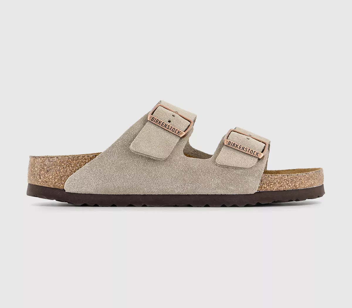 BIRKENSTOCK Arizona Two Strap Sandals Suede Taupe - Women\u2019s Sandals | Office Shoes (UK)