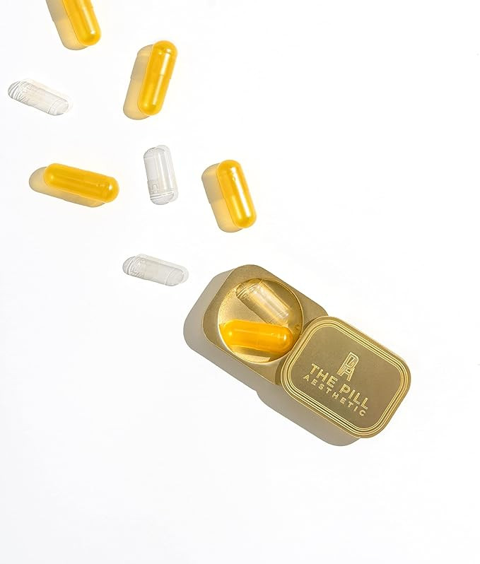Gold Aesthetic Metal Pill Case Social Media Approved- for Home, Work, Nightstand, Travel, Diaper ... | Amazon (US)