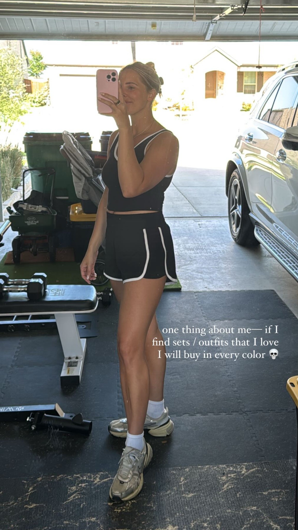 Comfiest workout set! Wearing size small in shorts and medium in top 