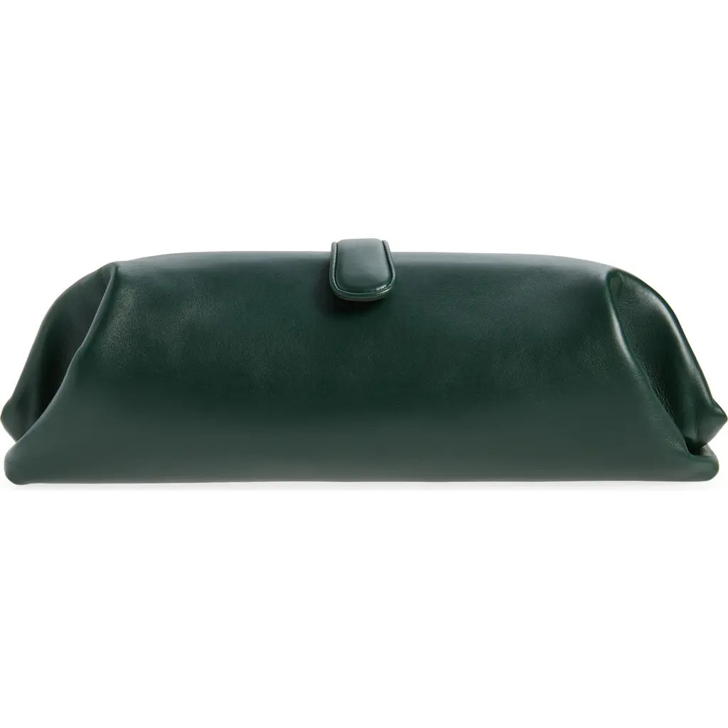 Bottega Veneta Leather East/West Clutch in 3270 Alpi Green-Brass at Nordstrom | Nordstrom