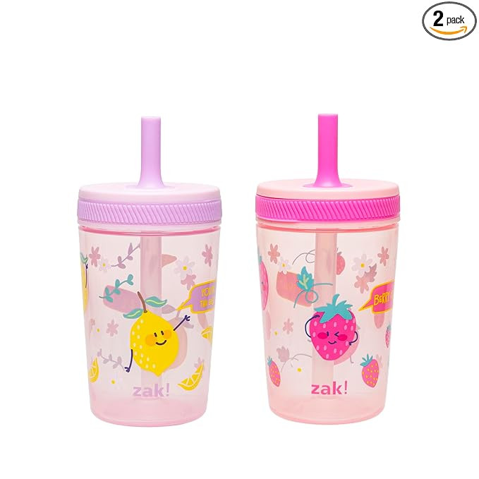Zak Designs Kelso Toddler Cups For Travel or At Home, 15oz 2-Pack Durable Plastic Sippy Cups With... | Amazon (US)