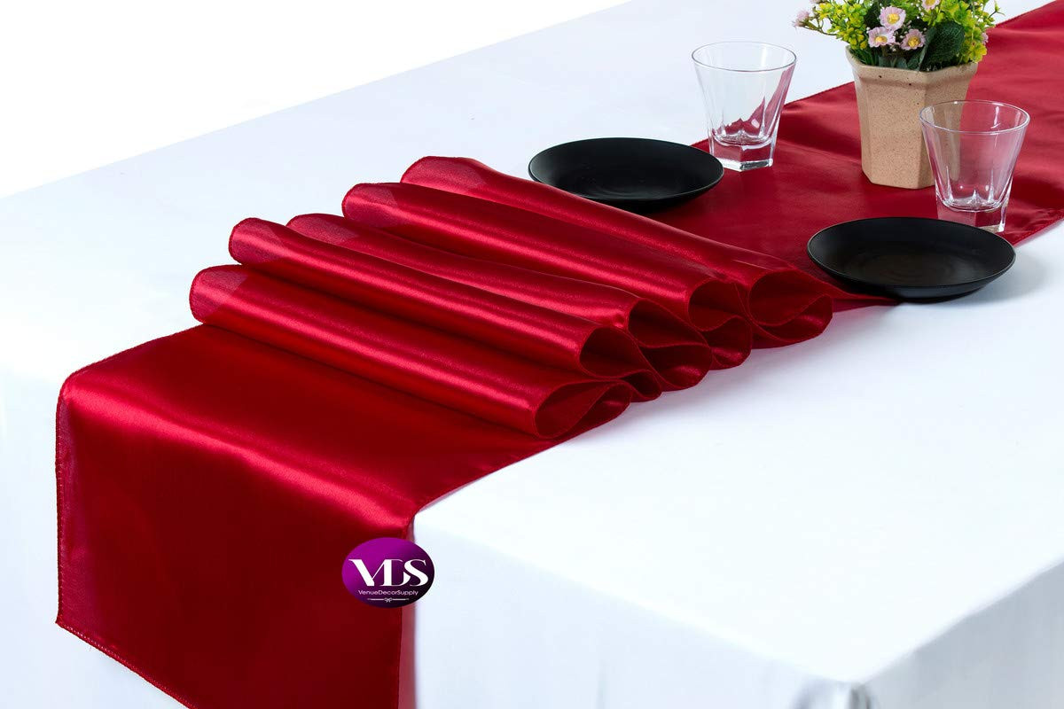 VDS Pack of 12 Satin Table Runners Charmeuse Sateen Silk Centerpiece Cloth Linen for Wedding Birt... | Amazon (US)