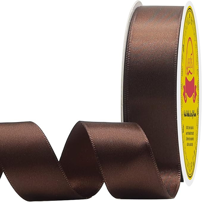 Double Face Brown Satin Ribbon 1 inch X 25 Yards Polyester Brown Ribbon for Gift Wrapping Very Su... | Amazon (US)