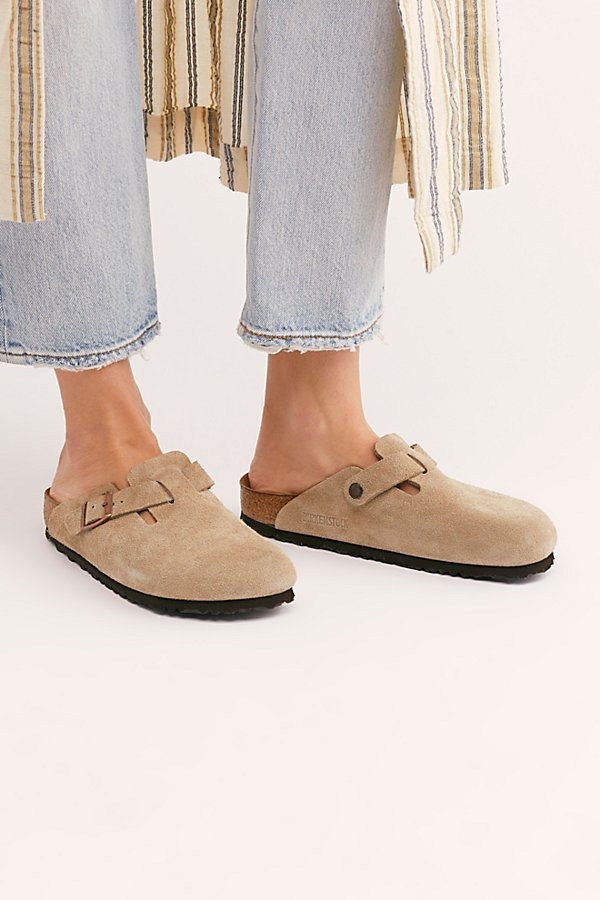 Boston Birkenstock Slip-On by Birkenstock at Free People, Taupe Suede, EU 37 | Free People (UK)