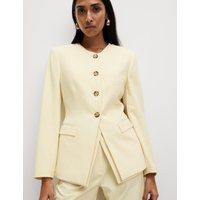 M&S Collection Women's Tailored Collarless Blazer - 14 - Pale Yellow, Pale Yellow | Marks & Spencer (UK)