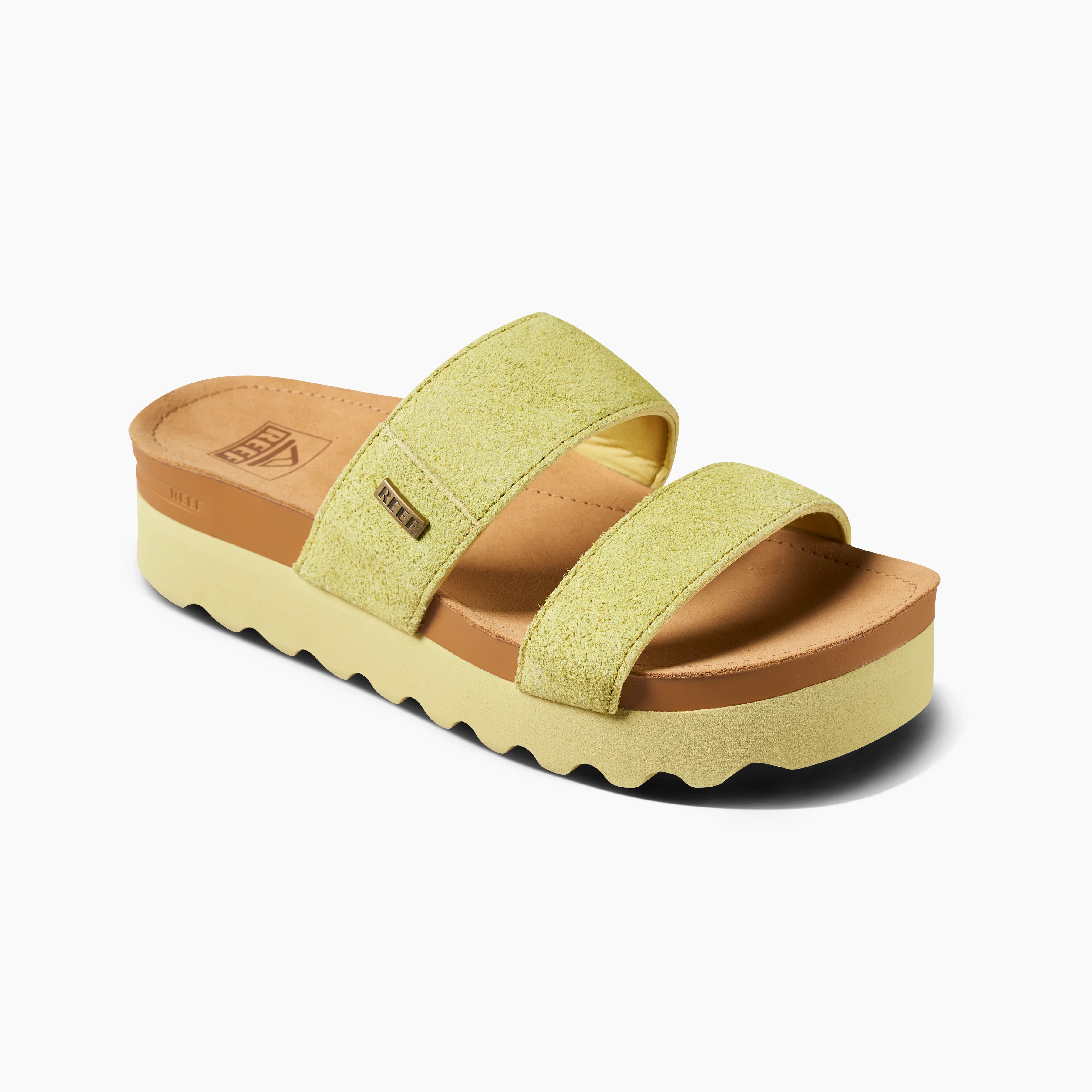 Women's Cushion Vista Hi Slides in Citron Suede | REEF® | Reef